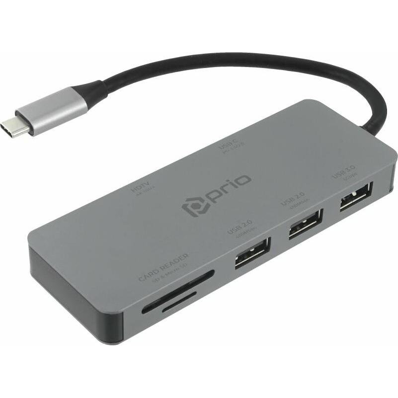 Thumbnail - prio 7 in 1 Multiport USB C Adapter (USB, USB), Mobilgerät Adapter, Silber