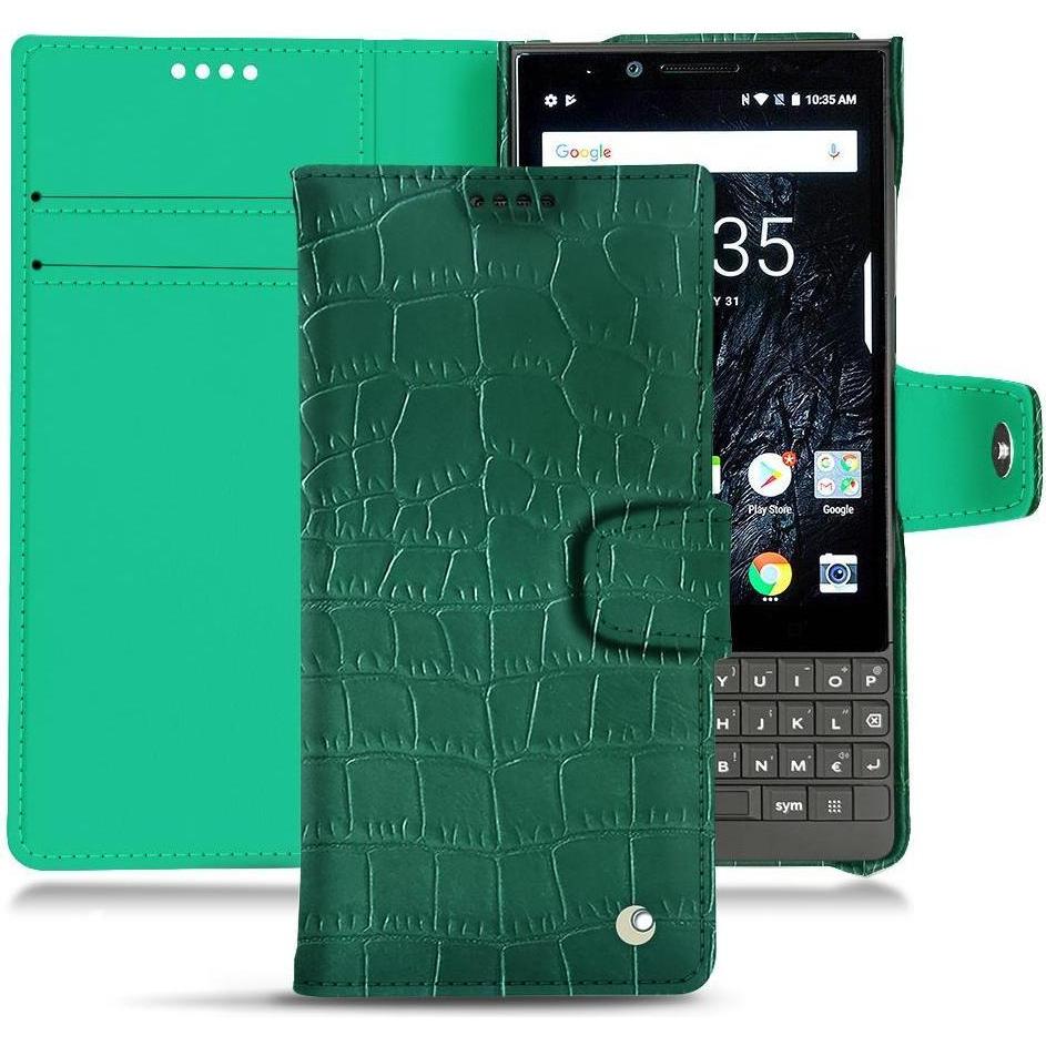 Noreve Lederschutzhülle Wallet (Blackberry KEY2), Smartphone Hülle, Grün