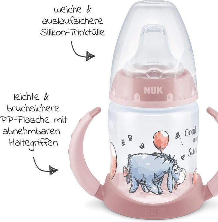 Immagine prodotto NUK Disney Winnie the Pooh First Choice Baby Bottle Temperature Control, 150ml, 6-18 mesi, ros... (150 ml)