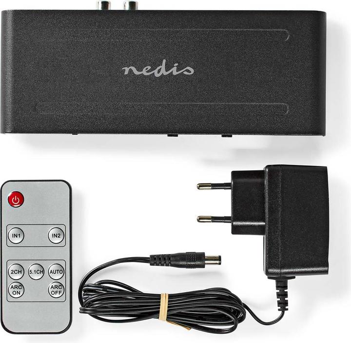 Actual product image Nedis HDMI ™ Extractor | HDMI™ input | TosLink socket / 2x HDMI™ output / 2x RCA / 3.5 mm | Maxim