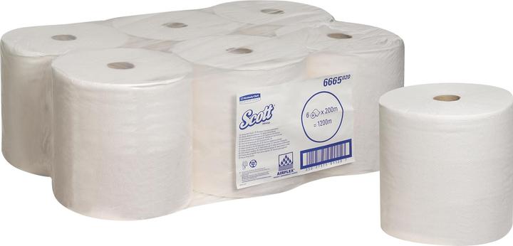 Actual product image Scott Sports Towel rolls white 1 ply Performa. 19,8cmx200m Scott 6 rolls/pack (6 x)