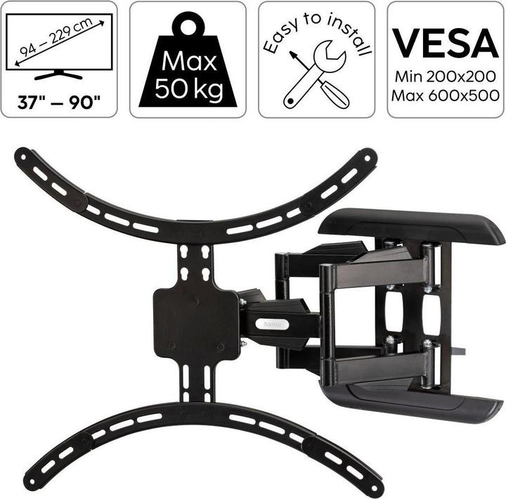 Image du produit Hama Support TV mural, pivotant, inclinable, extensible, 229 cm (90") à 50 kg (Mur, 90", 50 kg)