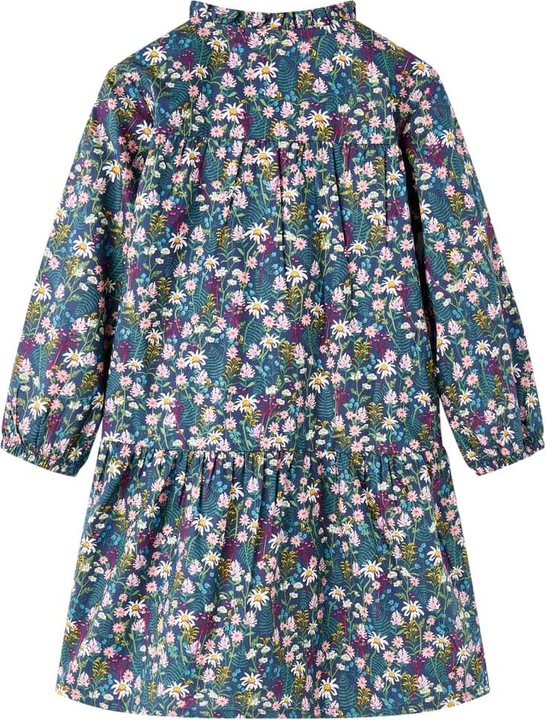 Actual product image VidaXL Children's dress with long sleeves dark blue 128,Material: 100 (128)