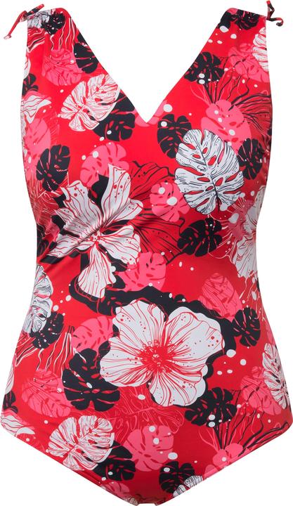 Produktbild Ulla Popken Badeanzug, Hawaiiblüten, Softcups, V-Ausschnitt (44)
