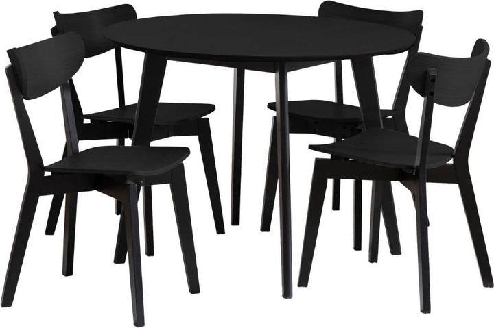 Gestell matt schwarz SH Lack Rubberwood, Tischplatte matt schwarz SH Lack Eiche Furnier