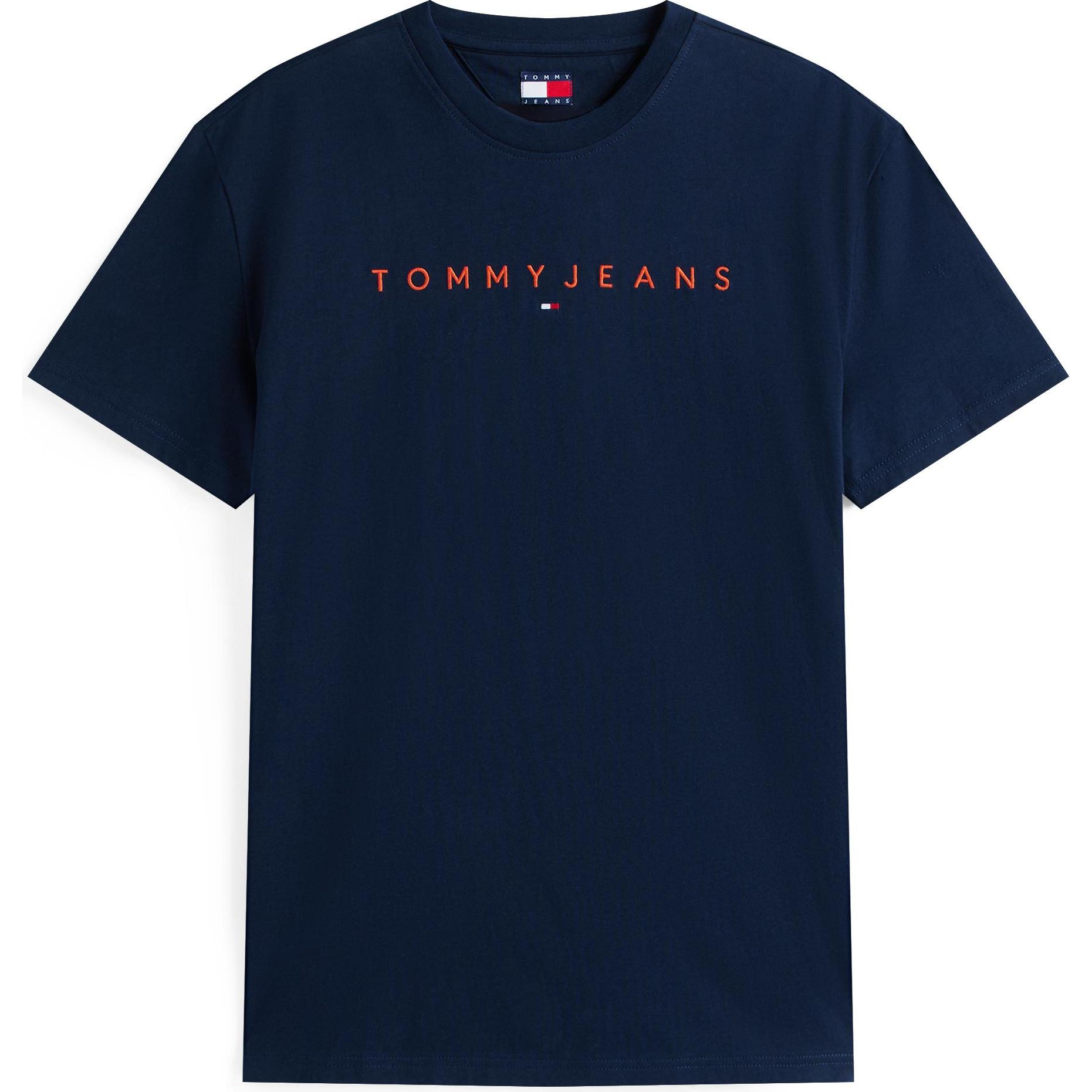 Tommy Jeans, Uomini, Maglietta, Tjm Reg Linear Logo Tee Ext, Blu, (XL)