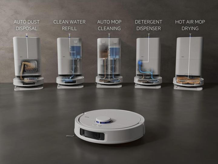 Actual product image AEG AR81UW3SW Saugroboter mit Wischfunktion, LiDAR und KI-Navigation, Präzise Hinderniserkennung, bi (Wiping pads (rotating))