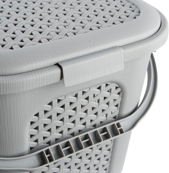 Actual product image keeeper Picnic basket "inka", 28 litres, nordic-grey Shopping basket with lid, in rattan look, 2 handles