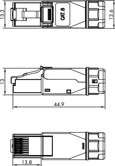 Actual product image LogiLink Feldkonfektionierbarer RJ45 Stecker, Cat.8.1, geschirmt, extra kurz
