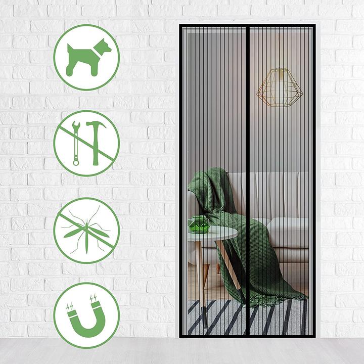 Actual product image Werkstein Magnetic door insect screen fly curtain mosquito net (90 x 220 cm)
