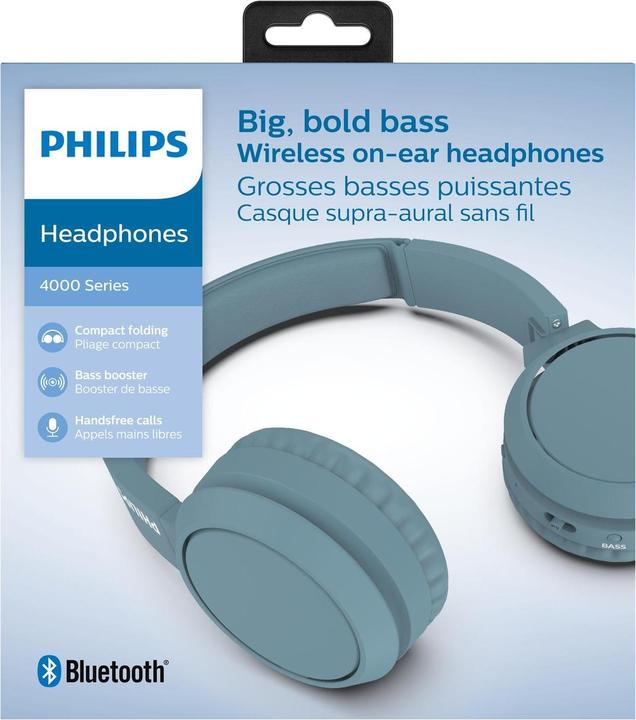 Produktbild Philips BASS+ On-Ear-Funkkopfhörer TAH4205BL (keine Geräuschunterdrückung, 29 h, Kabellos)