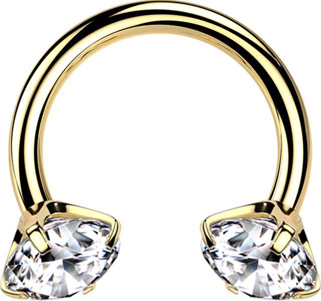 Image du produit Star Piercing Micro Circular Barbell Innengewinde vergoldet zwei Kristalle silber gefasst (sans laiton, Titane)