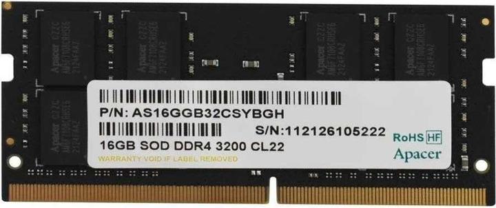 Apacer Memory SODIMM DDR4 16 GB (1x16 GB) 3200 MHz CL22 1.2 V (1 x 16GB, 3200 MHz, DDR4-RAM, SO-DIMM)