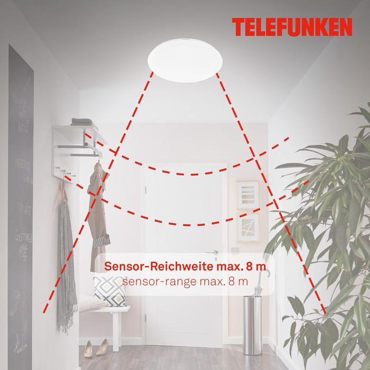 Produktbild Telefunken LED Sensor Deckenleuchte IP44 20W 2000 lm 4000 K neutralweiss HxØ 96/400 mm weiss (2000 lm)