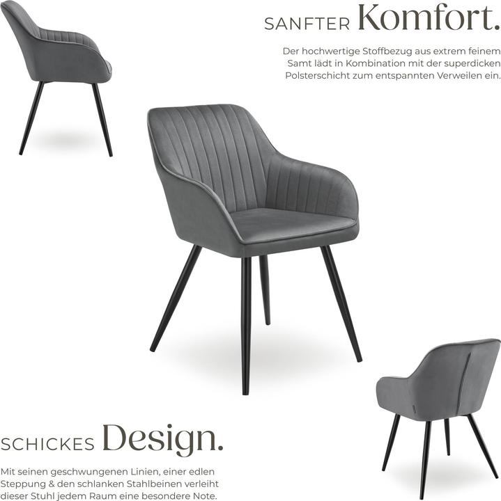 Actual product image tectake Chair Marilyn, Velvet look, quilted