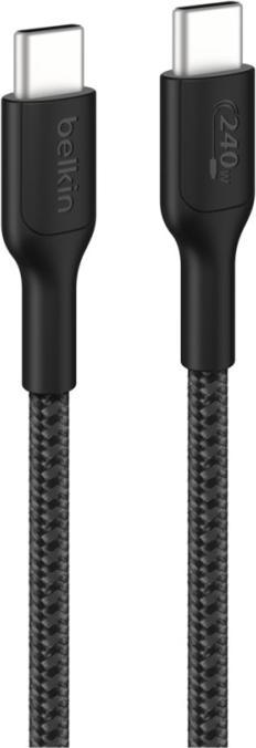 Actual product image Belkin USB-C TO USB-C 240W 2.0 BRAIDED PCR 1M BLACK (1 m, USB 2.0, 240 W)