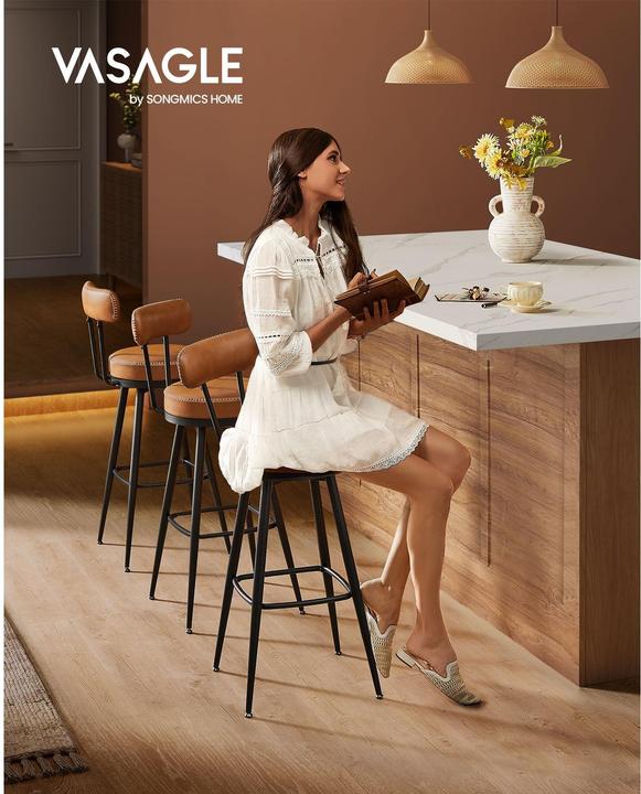 Image du produit Vasagle Barhocker 2 Stück 56 x 101.3 cm, Schwarz/Braun