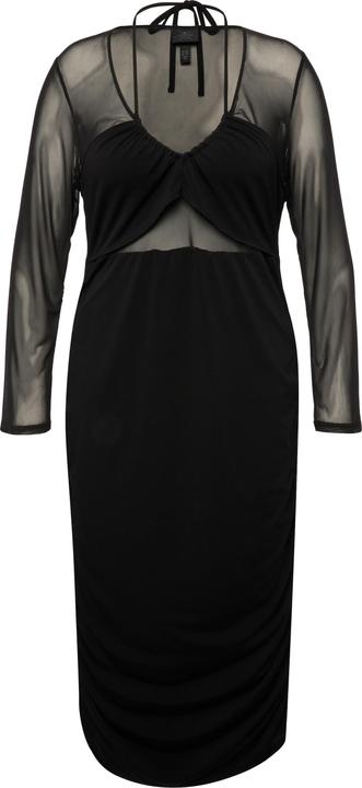 Produktbild Ulla Popken Maxikleid, Mesheinsatz, Slim, V-Ausschnitt, Langarm (54)