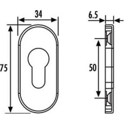 Thumbnail - Universal Textiles, Türgriff + Fenstergriff, Edelstahl Rahmentür Feurschutz Cliprosette oval PZ (Türgarnitur)