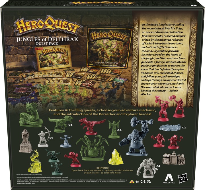 Immagine prodotto Hasbro Espansione per il gioco da tavolo HeroQuest Pacchetto avventura Giungle di Delthrak *versione (Inglese)