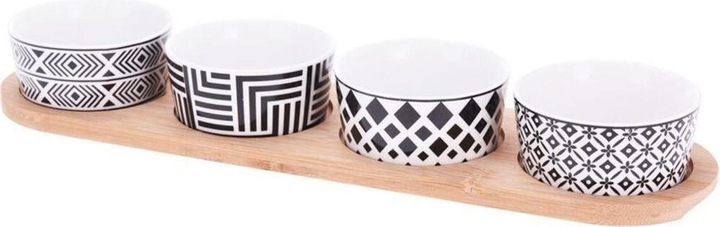 Actual product image Excellent Houseware Bamboo tray with 4 ceramic bowls