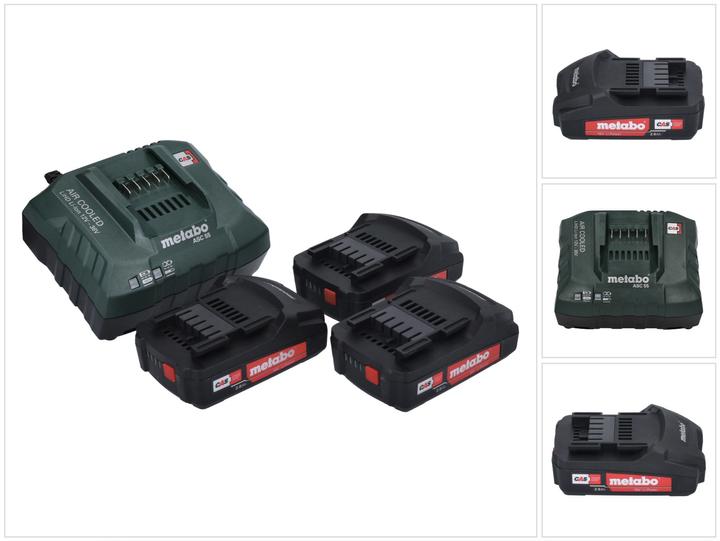 Produktbild Metabo Basic Set 3x Li-Power Akkupack 18 V 2,0 Ah CAS Li-Ion Akku ( 3x 625596000 ) + ASC 55 Ladeger (18 V)