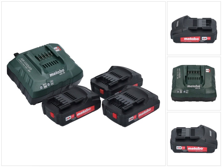 Metabo Basic Set 3x Li-Power battery pack 18 V 2.0 Ah CAS Li-Ion battery ( 3x 625596000 ) + ASC 55 charger (18 V)
