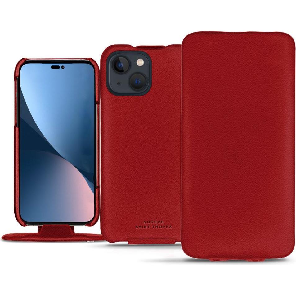 Noreve Lederschutzhülle vertikal (Apple iPhone 14 Plus), Smartphone Hülle, Rot