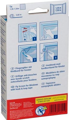 Produktbild tesa Insektenschutz STANDARD für Fenster, mit Klettband, ohne Bohren (130 x 150 cm)