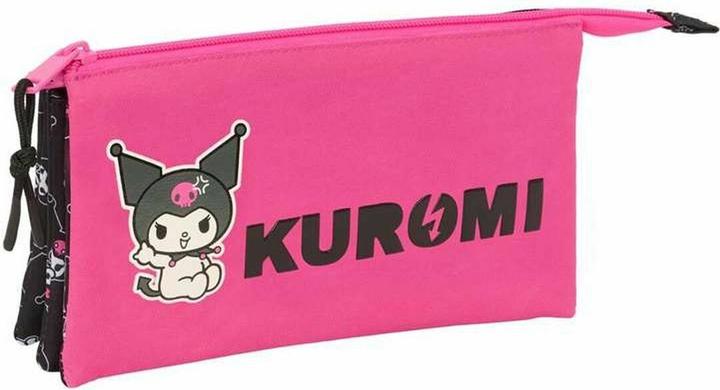 Kuromi Dreifaches Mehrzweck-Etui Schwarz Pink 22 X 12 X 3 Cm