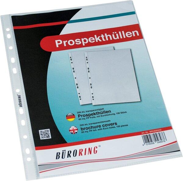 Actual product image Büroring Leaflet cover, DIN A4, colourless, PP film, 60 my, smooth surface, crystal clear, open top, Euro (A4, 100 x)