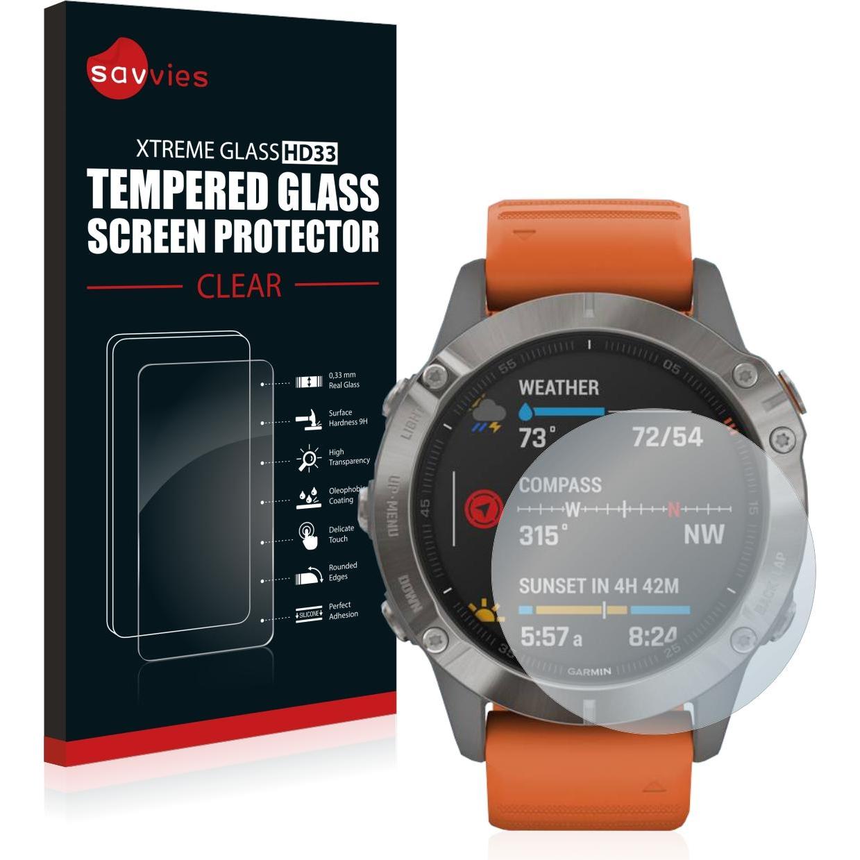 Thumbnail - Savvies Panzerglas Hartglas Displayschutz, Smartwatch Schutzfolie, Transparent