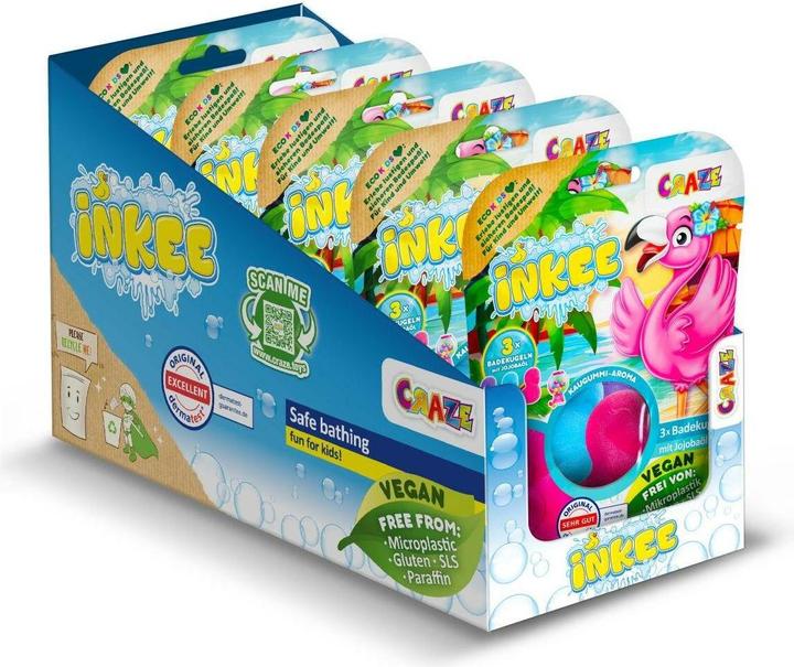 Actual product image Craze Inkee 3 Flamingo bath bombs with jojoba oil (Bath bombs)