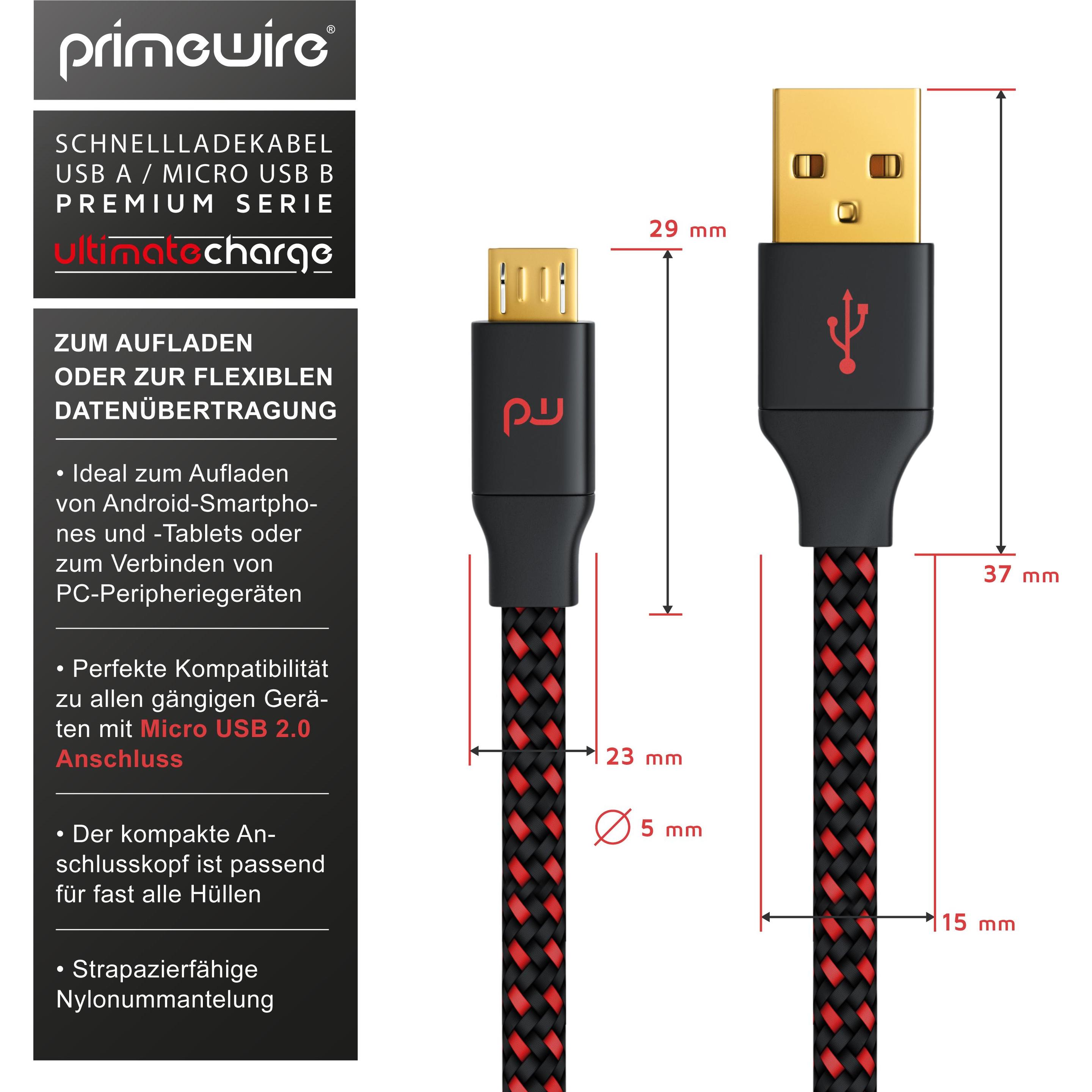 Thumbnail - Primewire Micro USB 2.0 zu USB Typ A Kabel, UltimateCharge MicroUSB 2.0 Schnellladekabel mit Datenübertragung (5 m, USB ...