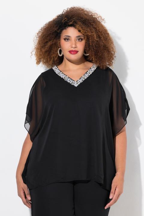 Actual product image Ulla Popken Layered Chiffon V-Neck Blouse (54)