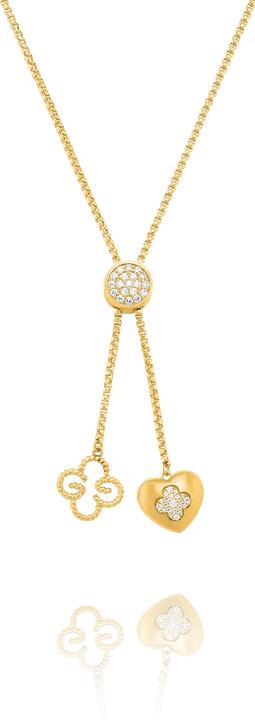 Immagine prodotto Charles Garnier Collana cravate PASSION doré Coeur et Trèfle en Argent Doré & zirconi (Zirconio, Argento placcato oro)