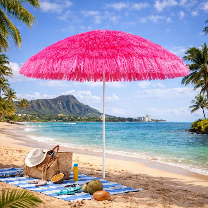 Actual product image Mojawo Hawaii parasol Garden parasol Beach umbrella Ø1.6m Pink folding (1.60 m)