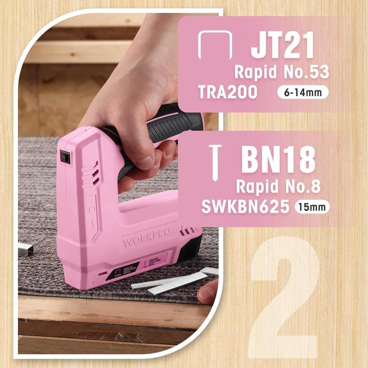 Actual product image Workpro Cordless 2-in-1 multifunctional stapler with nails and staples