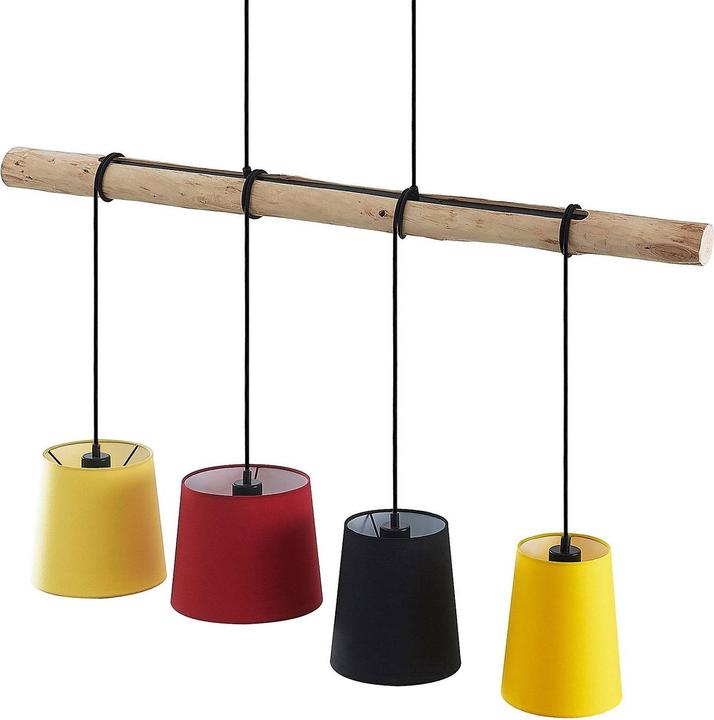 Lindby Hinai 4 Pendelleuchte Black/Red/Yellow (E27)