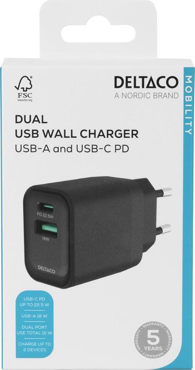Produktbild Deltaco 1903152 (20 W, 2 Ports)