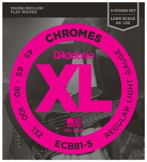 D'Addario ECB 81-5 flatwound snarenset voor 5-snarige basgitaar (5 x, E-Bass, 0.13")