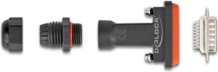 Image du produit Delock Adaptateur D-Sub HD 26 broches mâle avec boîtier IP67 résistant à l'eau (4.90 cm)