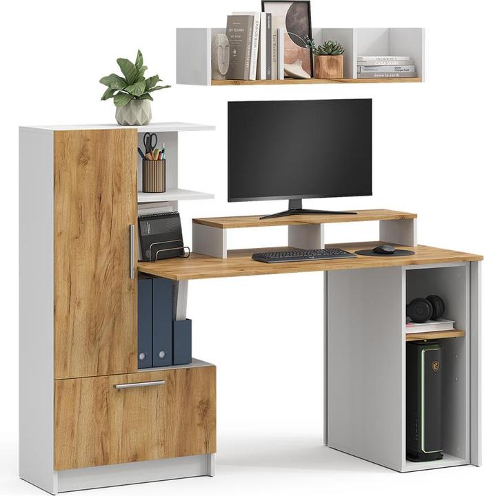 Produktbild Vicco Schreibtisch Tomy, Weiss/Goldkraft Eiche, 150 x 59 cm 4er Set