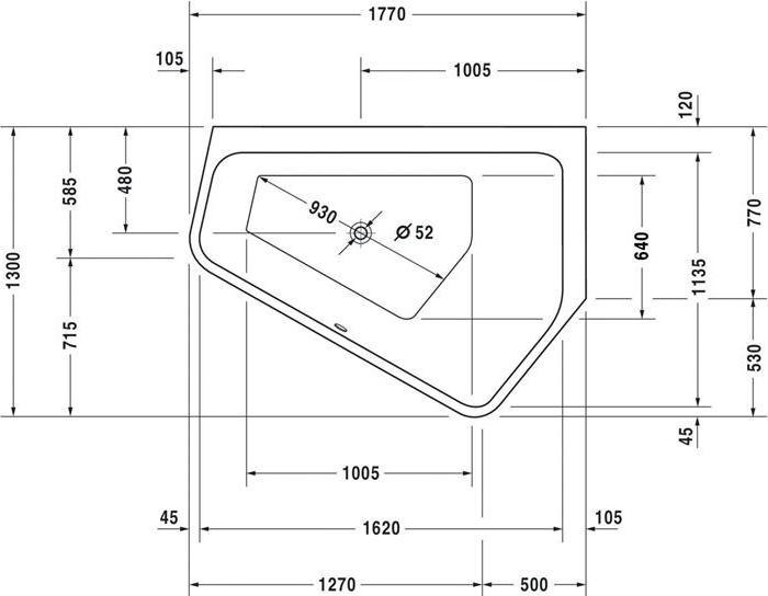 Produktbild Duravit Whirlwanne PAIOVA 5 Ecke re 205 l 1770x1300mm we Air-System (205 l, 177 cm, 130 cm)