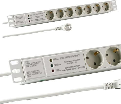 Produktbild EFB Elektronik 1HE Steckdosenleiste 7xCEE 7/3, ÜSS, Alu (7x, CEE 7/3, 2 m)