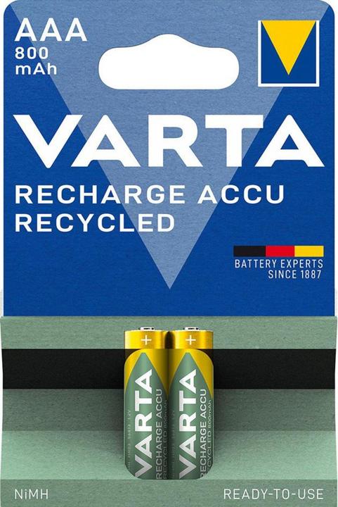 Actual product image Varta Recharge Accu Recycled (2 pcs., AAA, 800 mAh)