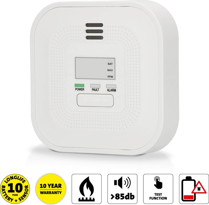 Produktbild Alecto Kohlenmonoxid-Melder COA4010 LED-Anzeige, weiss