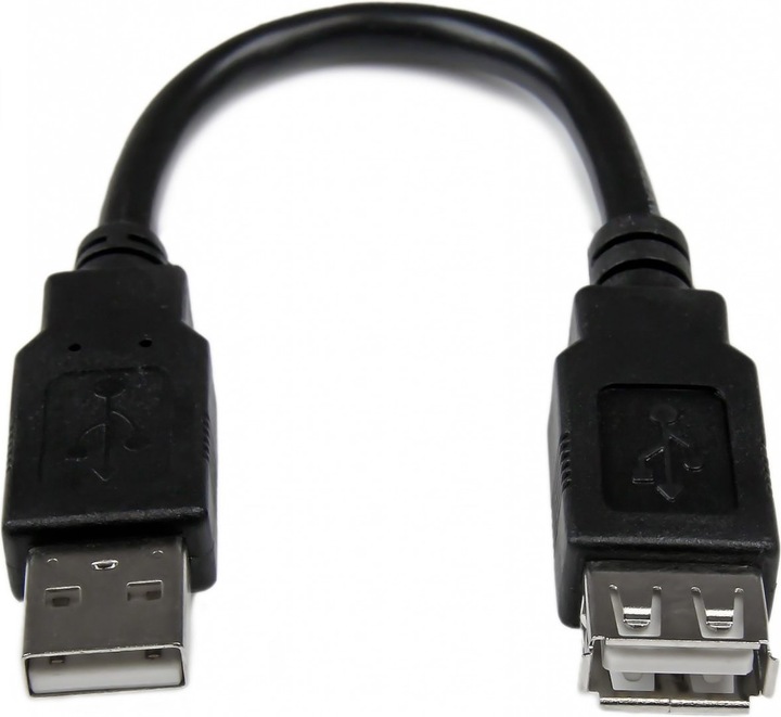 Produktbild StarTech USB 2.0 Verlängerung 15cm - USB-A Verlängerungskabel Stecker auf Buchse - Schwarz (0.15 m, USB 2.0)