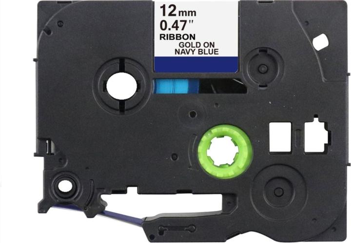 Actual product image Hermex Alternatives Satin-Stoffband zu Brother TZe-RN34 Beschriftungsband (1.20 cm, Blue, Gold)