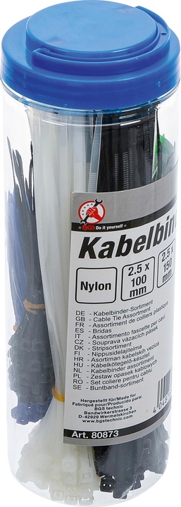 Produktbild BGS Kabelbinder-Sortiment farbig 100 - 150 - 200 mm 450-tlg. (Metallkabelbinder, 100 mm, 450 Stk.)